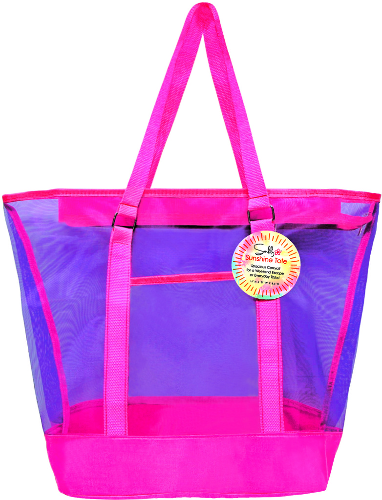 Wholesale Large Pink Two-Tone Mesh Tote Bag (SKU 1946499) DollarDays