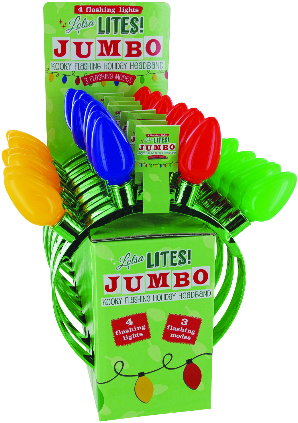 Lotsa Lites Jumbo Flashing Holiday Headband, Green, Plastic, sold by At Home