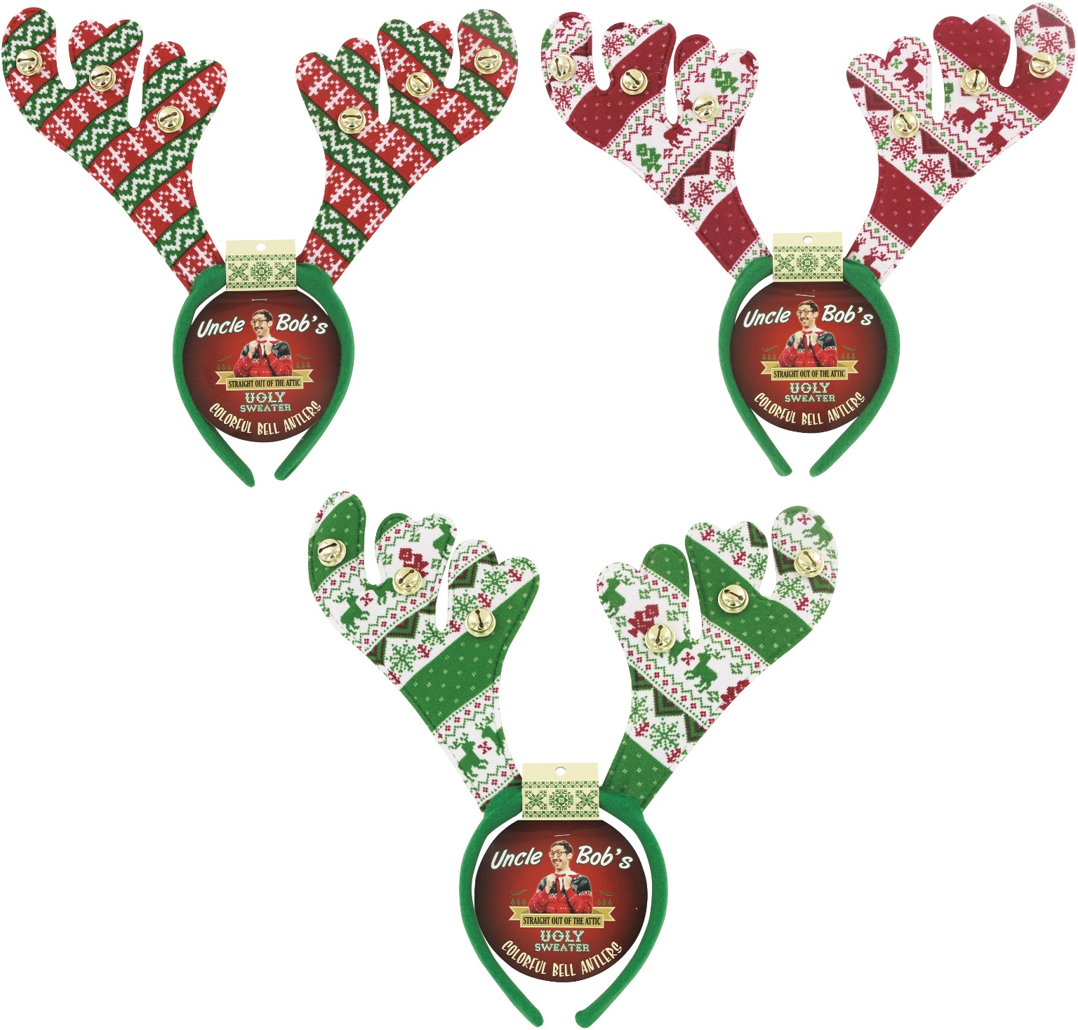 Wholesale Christmas Ugly Sweater Colorful Bell Antlers(48x$2.25)