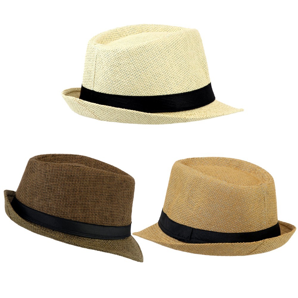 Wholesale Men's Fedora Summer Straw Hat - Assorted Colors