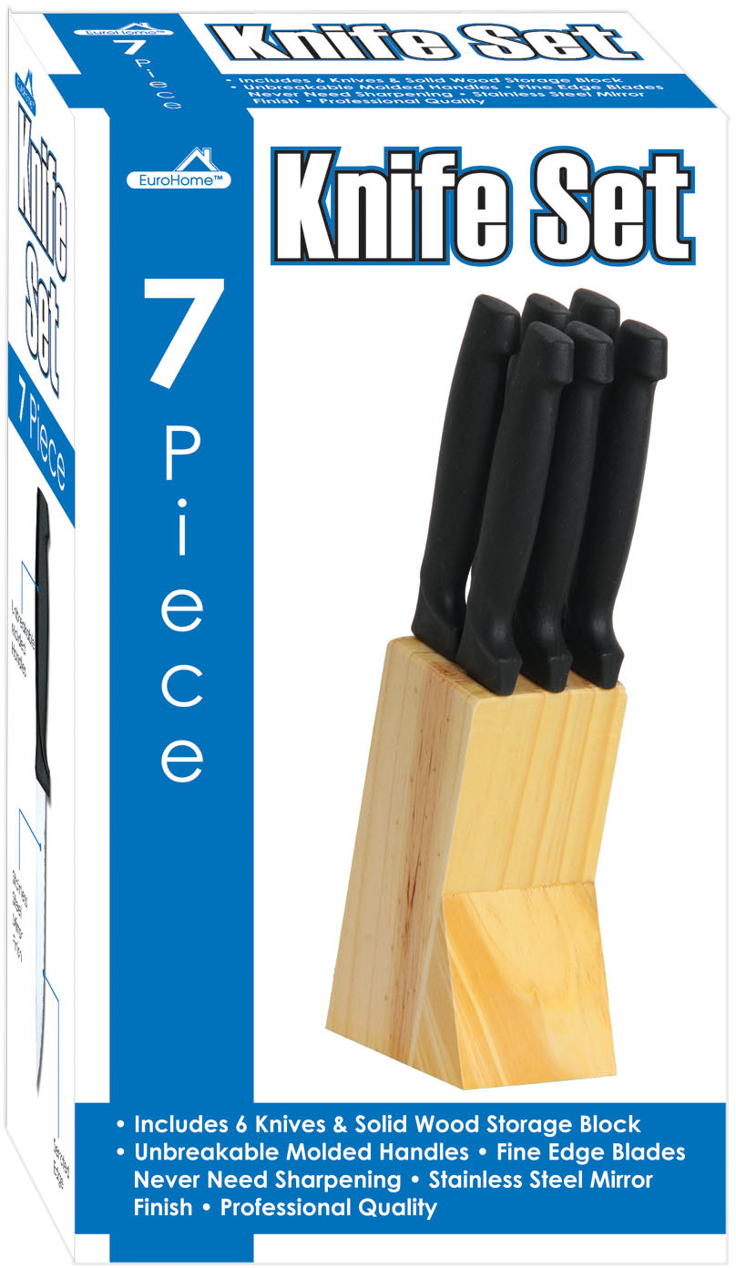 Wholesale 7 Piece Knife Set In Wood Block(24x$5.09)