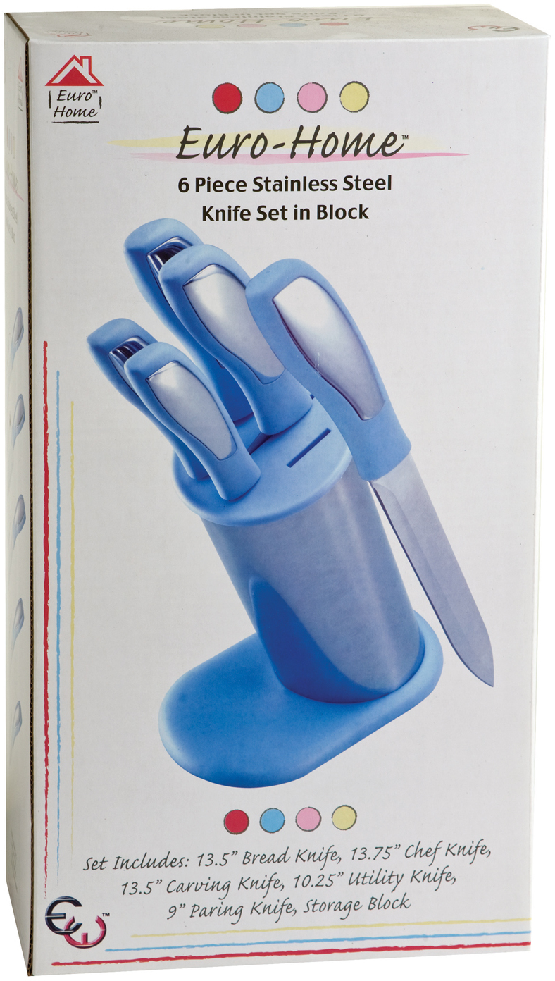 Wholesale 6 Pc. Stainless Steel Knife Set In Block - Lt.Blue(6x$21.98)