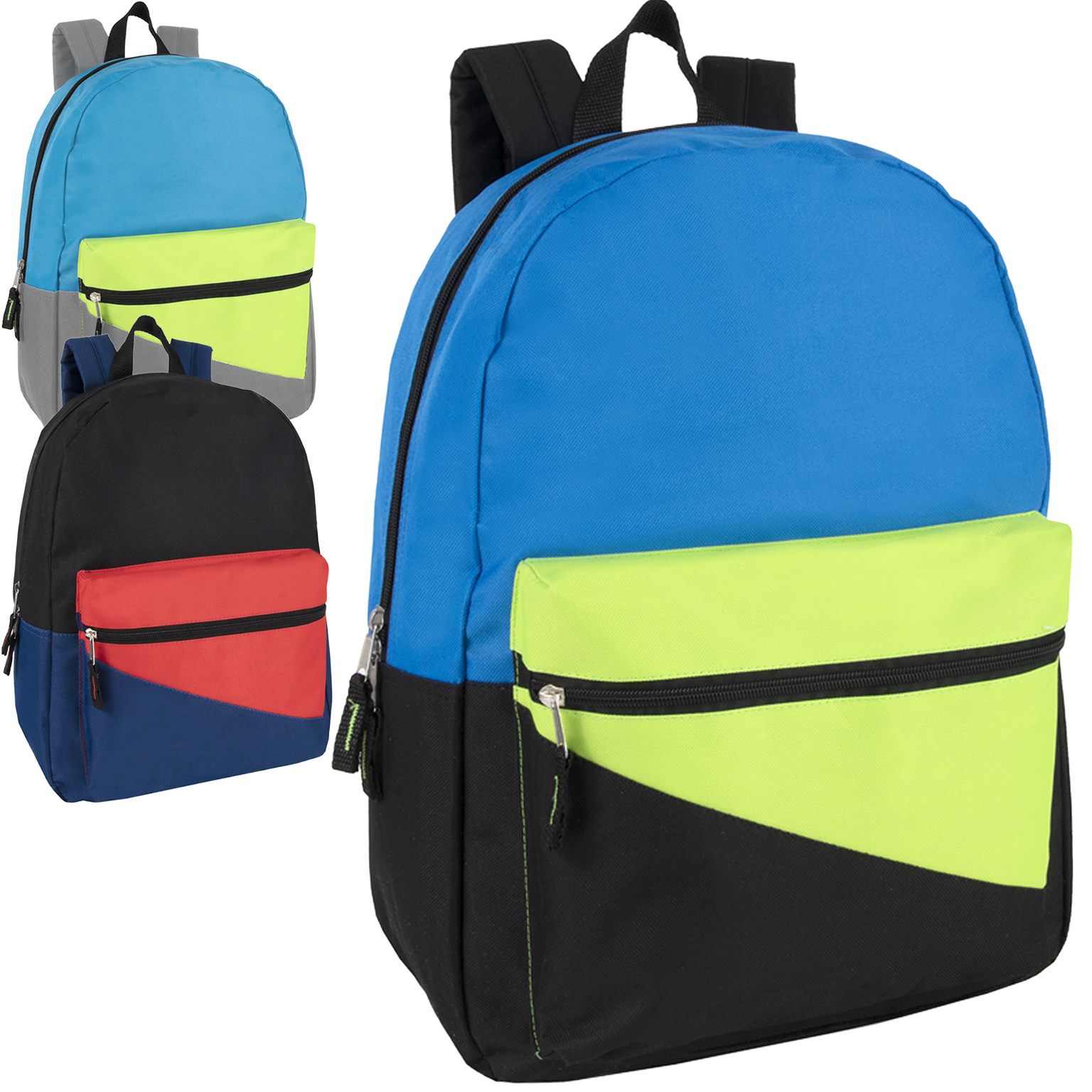 Wholesale Diagonal Basic Color Block Backpack | DollarDays