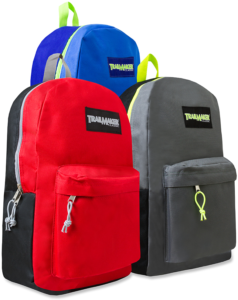 Wholesale Trailmaker Color Block Backpacks - 17 Inch | DollarDays