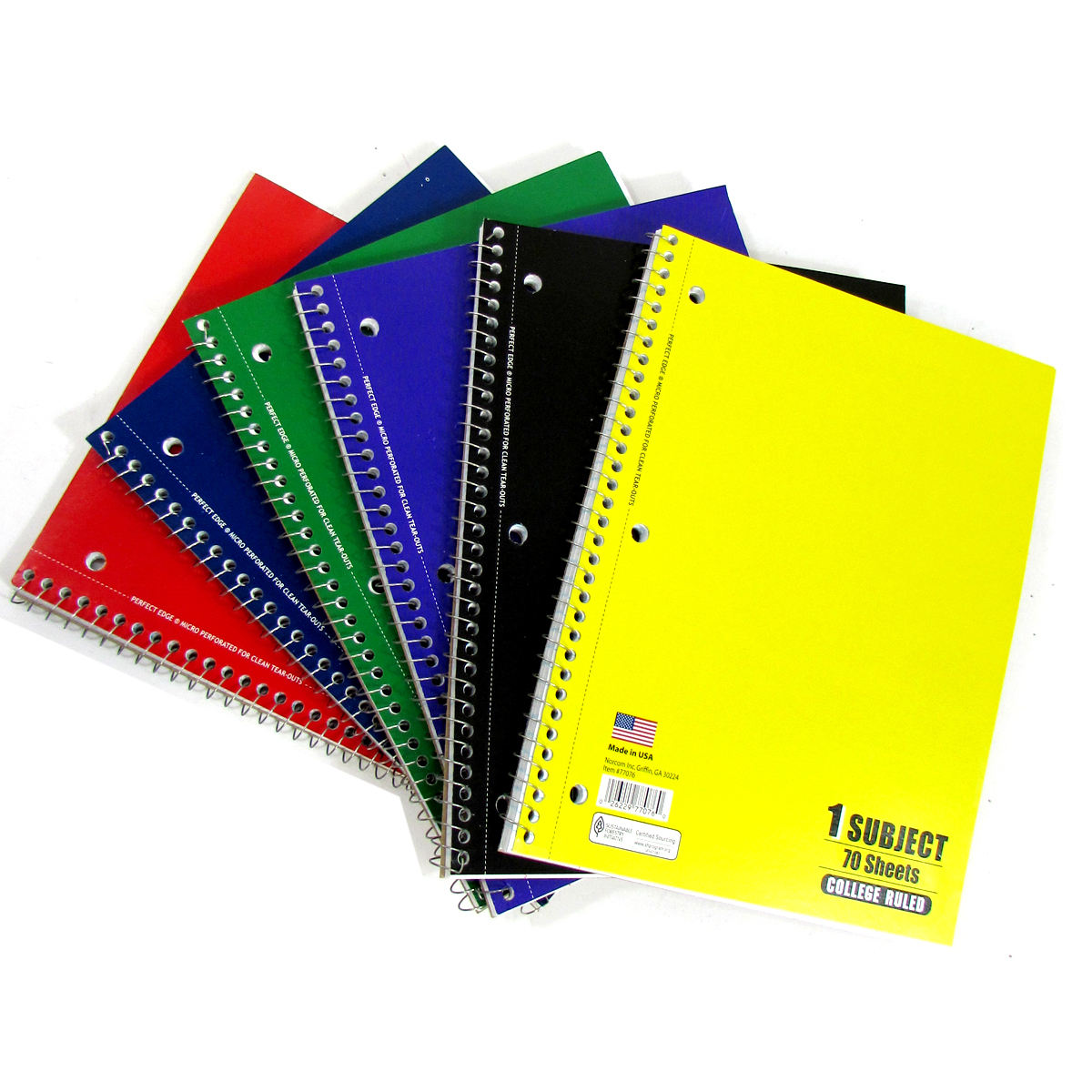 Wholesale 1 Subject Spiral Notebook 70 Sheets (SKU