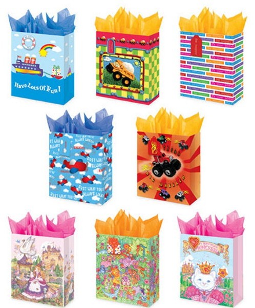 Bulk Kids' Gift Bags - Assorted Designs, Medium Size | DollarDays