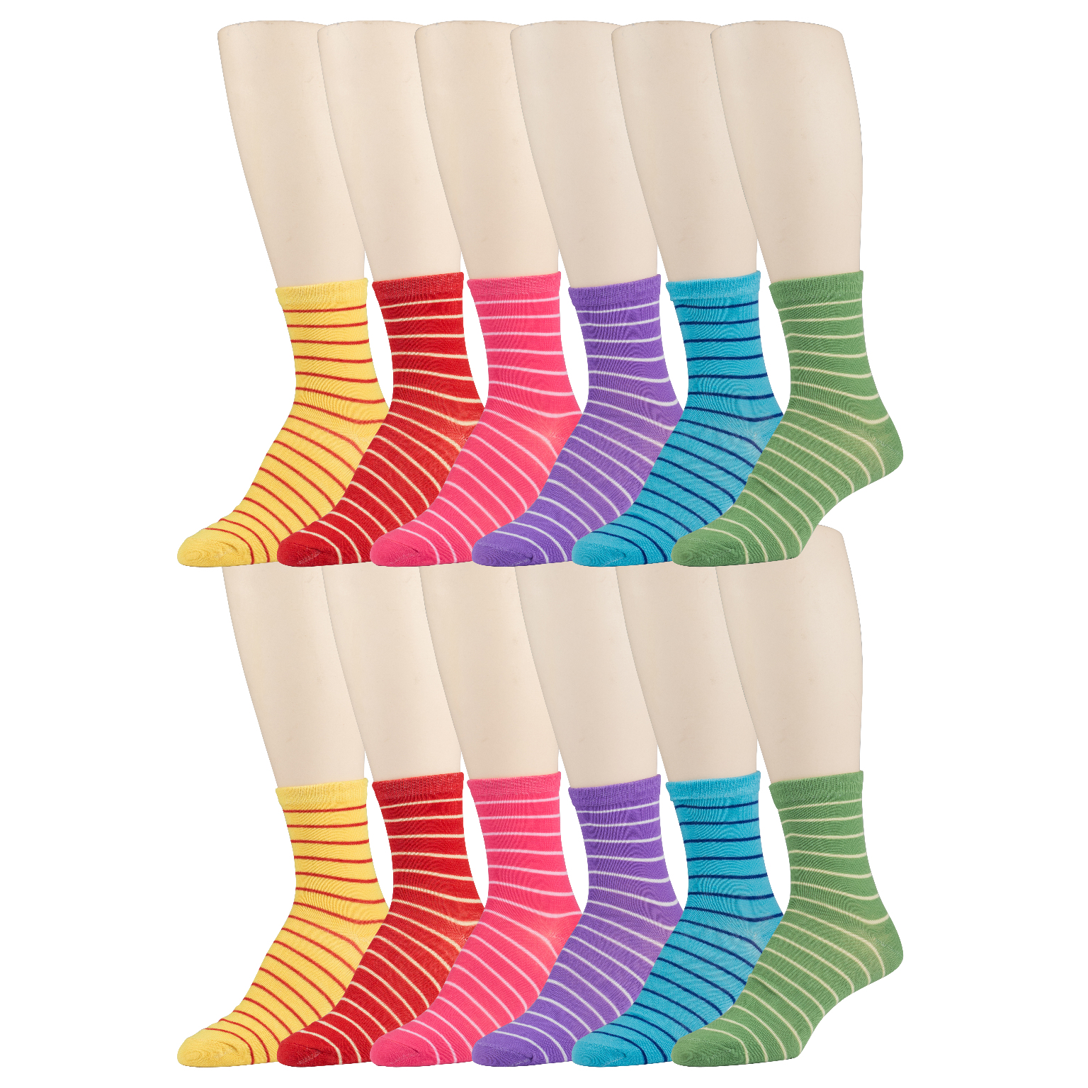 Wholesale Women's Small Stripe Crew Socks | DollarDays