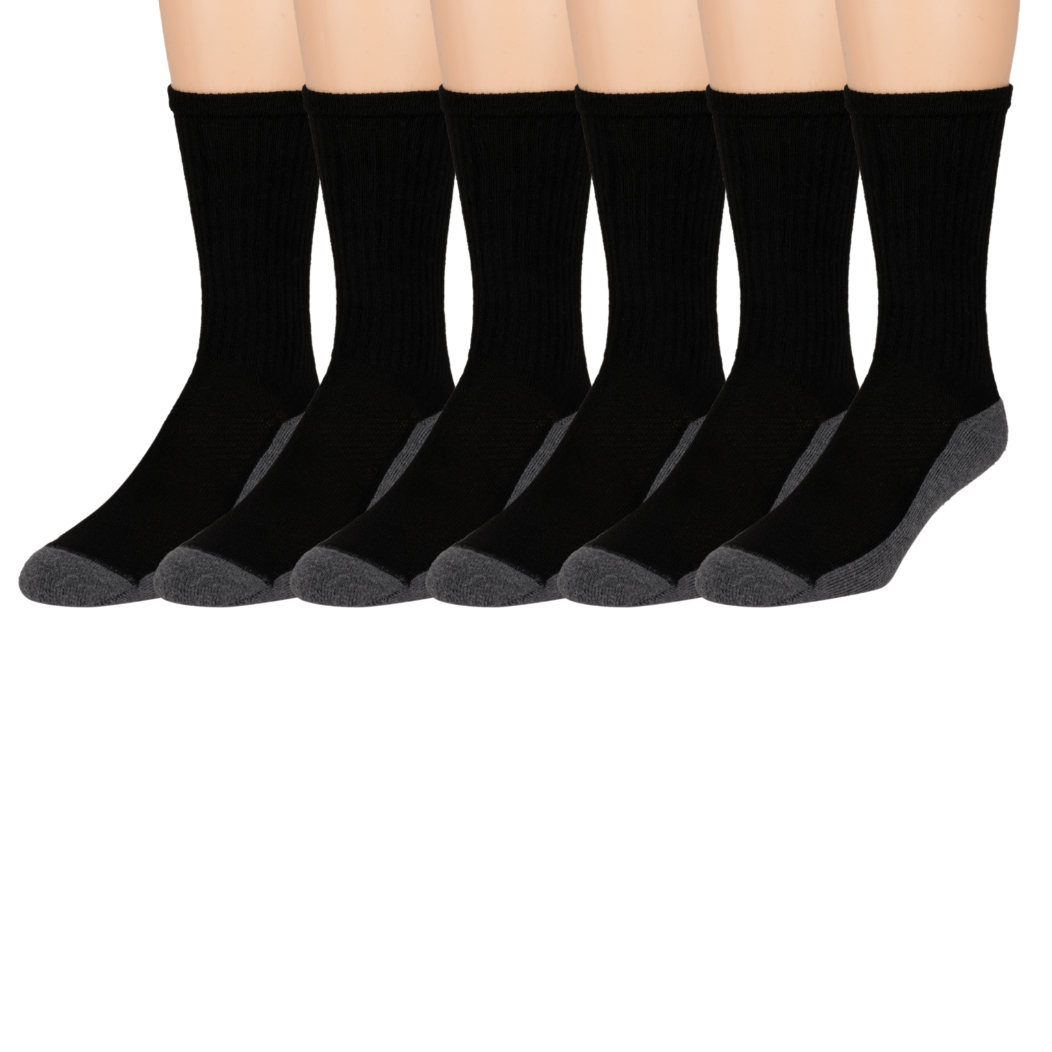 Wholesale Hanes Irregular Men's Crew Socks - Black, 10-13, 6 Pack