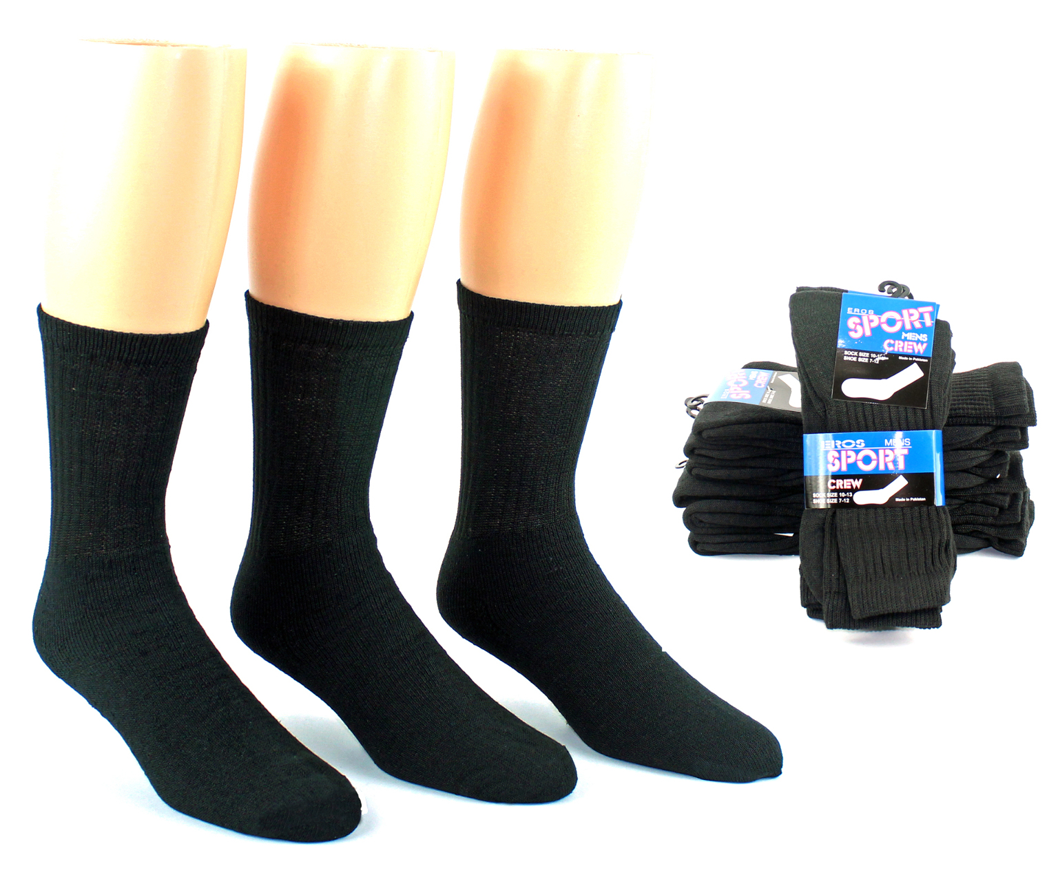 Wholesale Men's Crew Black Socks Size 10-13 (SKU 1893771) DollarDays