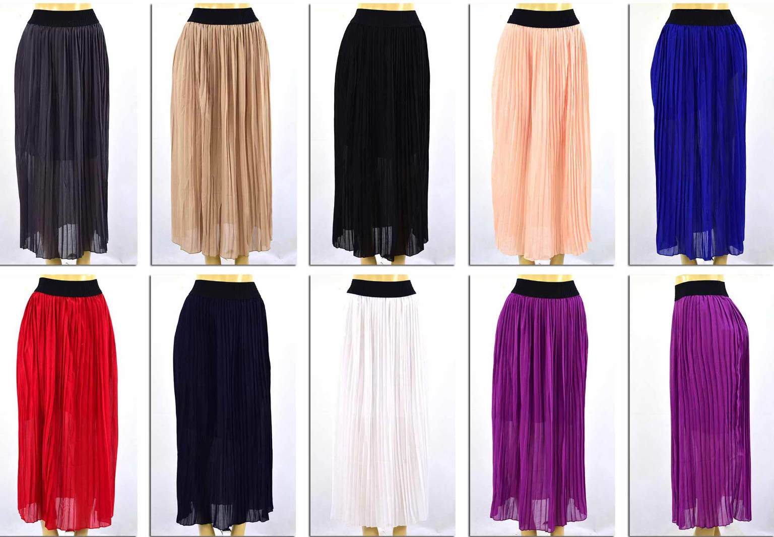 Wholesale Women's Pleated Maxi Skirt - Sizes M-2XL | DollarDays