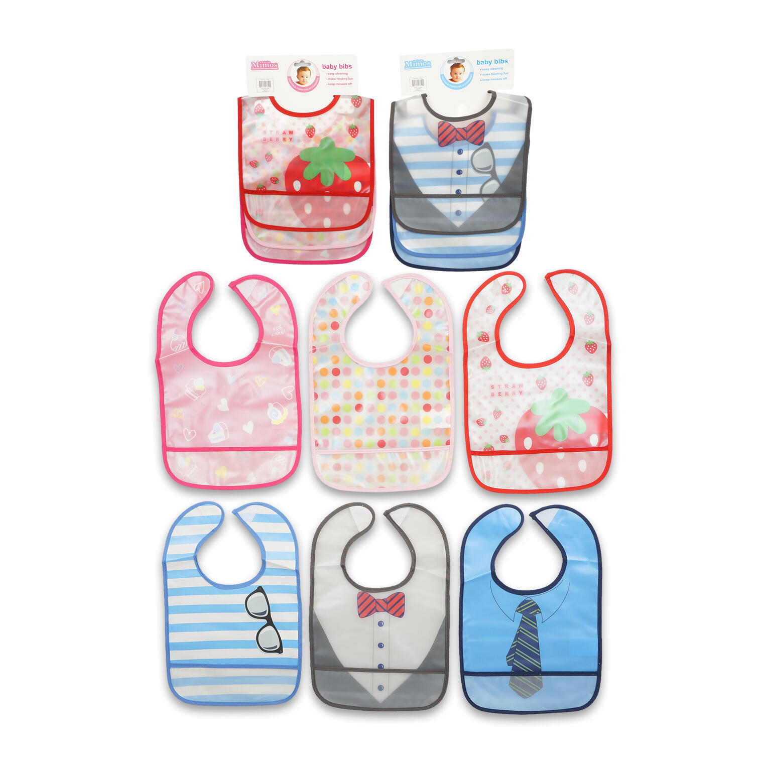 Wholesale Little Mimos Plastic Baby Bib 3 Pack - Assorted Styles (SKU ...