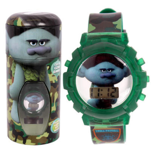 Wholesale 6.4" Trolls Boys' Camouflage Watch In Money Bank(48x$12.56)