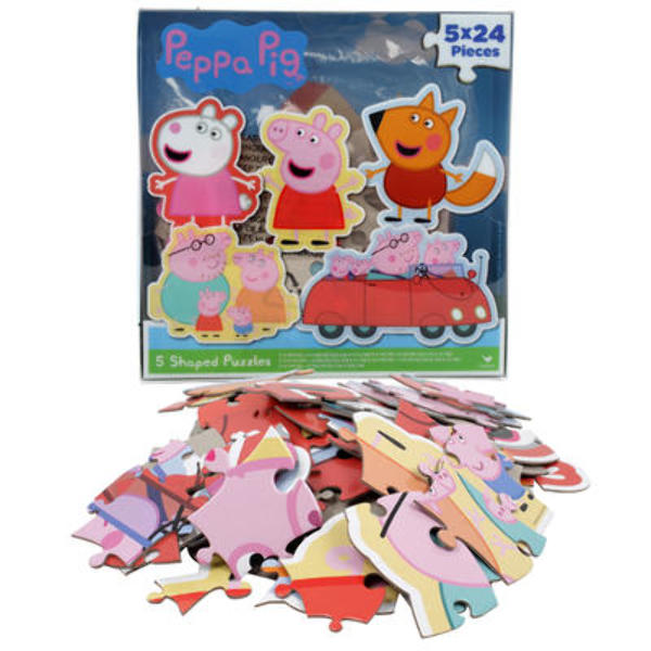 Wholesale Peppa Pig 5 24-Piece Puzzle Set(12x$7.99)