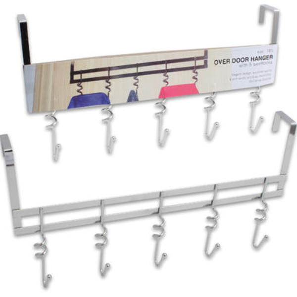 Wholesale Over-the-Door Hanger With 5 Swirl Hooks - 18"L(24x$4.79)