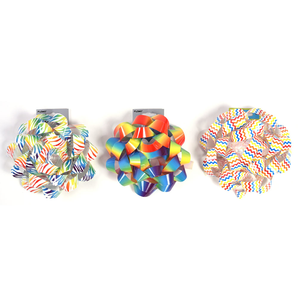 Wholesale 6" Multi Color Rainbow Varnish Printed Gift Bows(48x$1.65)