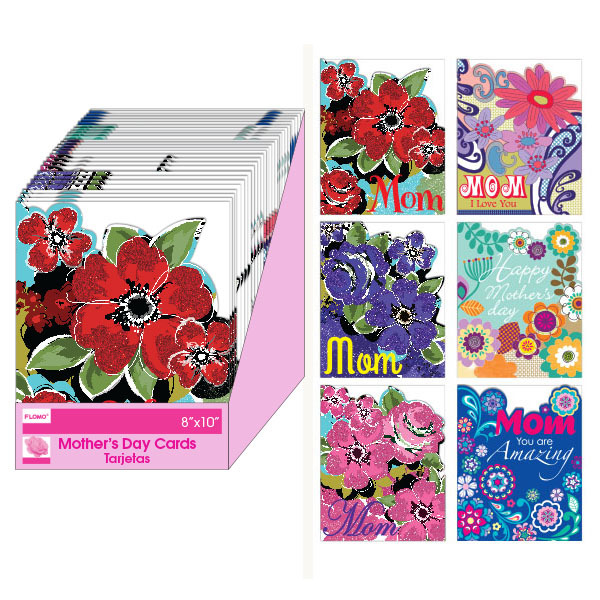 6 Styles of Mother's Day Die Cut Greeting Cards and Envelope(48x$1.44)