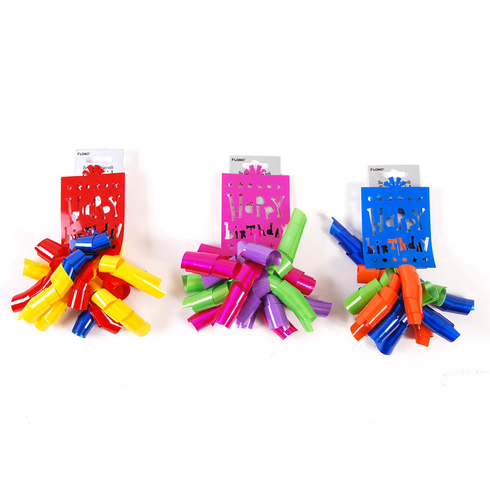 Happy Birthday 0.71" Curly Swirl Gift Bows With Gift Tags(48x$1.60)