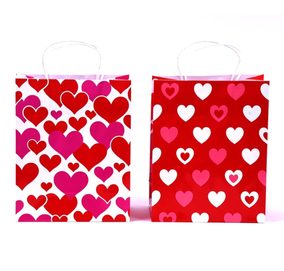 Wholesale Valentine Heart Gift Bags - 2 Designs, Medium - DollarDays