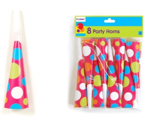 Wholesale Polka Dot Designed Printed Horns (8 Count)(36x$1.55)
