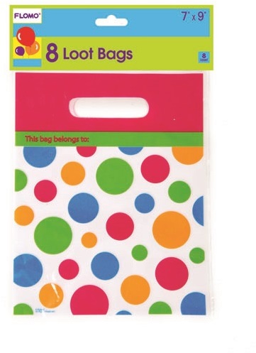 Wholesale Polka Dot Design Printed Loot Bags (8 Count)(36x$1.13)