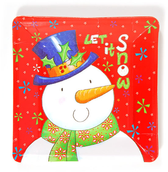 Wholesale Square Let It Snow Printed Plates(36x$1.81)