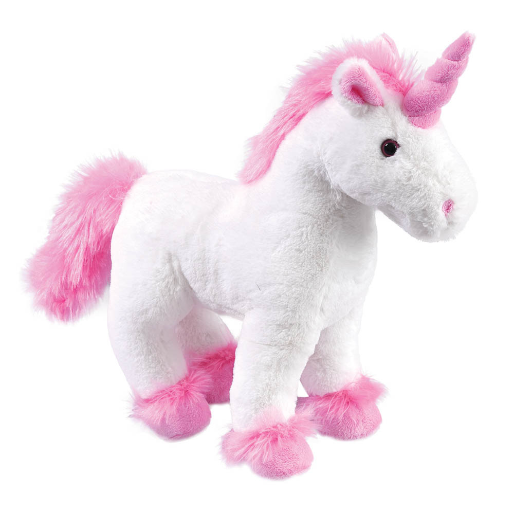 Wholesale Plush Toy Unicorn - White & Pink Trim, Polyester, 13