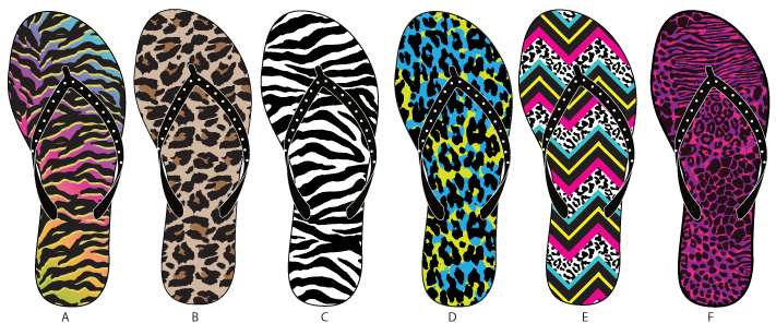 Wholesale Women's Animal Printed Nubuck Flip Flops(72x$2.84)