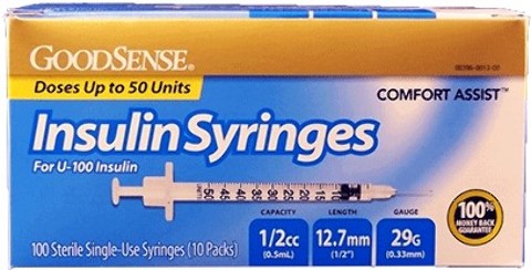 GoodSense Insulin Syringe 1 / 2Cc 1 / 2" 29G 100 CT(30x$14.27)