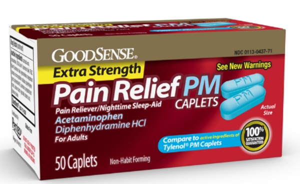 GoodSense Extra Strength Pain Relief Pm Caplets 50 CT(24x$2.99)