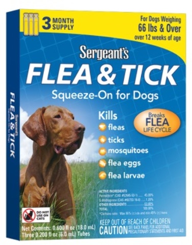 Sergeant's Flea & Tick Squeeze-On Dog Over 66Lb 3 CT(12x$7.21)