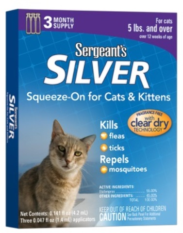 Sergeant's Silver Flea & Tick Squeeze-On Cat / Kitten 5(12x$6.96)