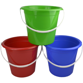 Plastic Pail with White Plastic Handles 