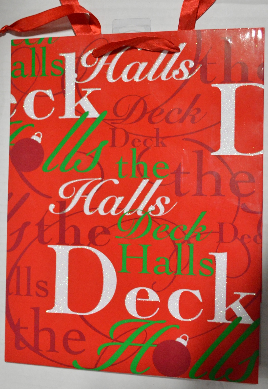 Wholesale Large Deck the Halls Red Christmas Gift Bag(24x$0.88)