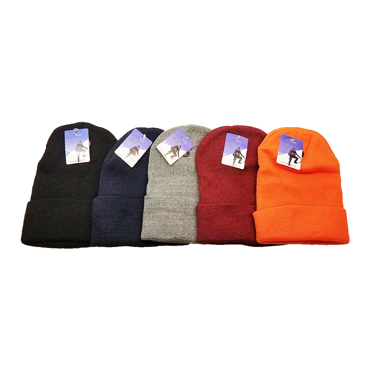 Wholesale Adult Knit Beanies - Cuffed, Assorted Colors