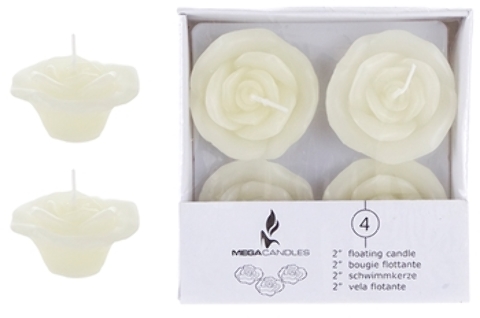4-Piece 2" Unscented Floating Flower Candle In White Box - I(24x$3.64)
