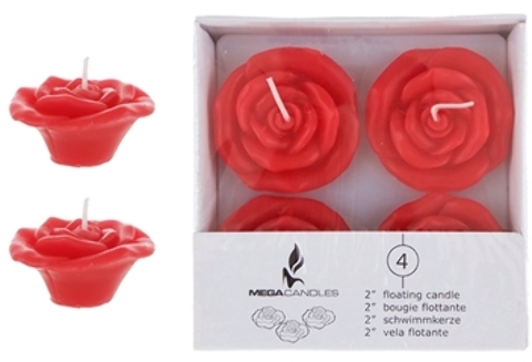 4-Piece 2" Unscented Floating Flower Candle In White Box - R(24x$3.64)