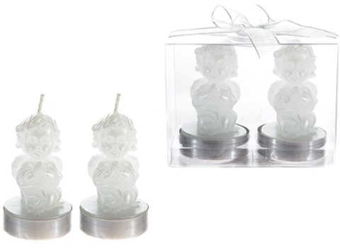 2 Piece Baby Angel Tealight Candle In Clear Box - White(48x$1.89)