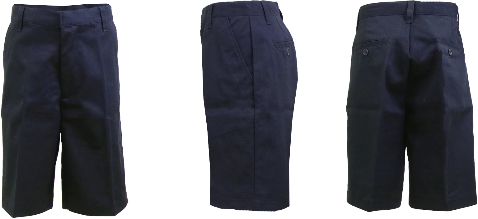 Wholesale Boys' Flat Front Uniform Shorts, Navy, Size 12 - DollarDays