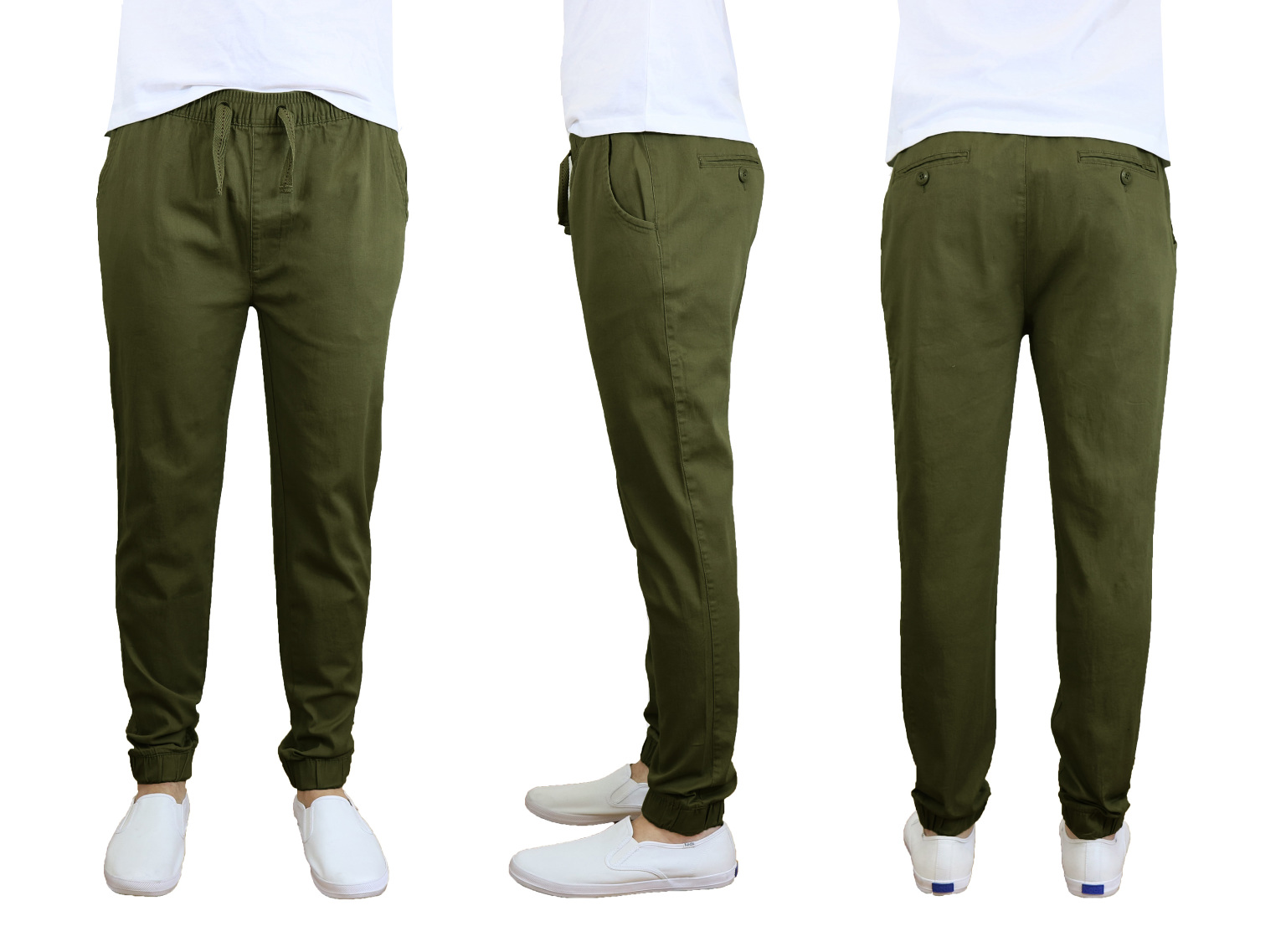 Wholesale Men's Stretch Twill Joggers - S-2X, Olive