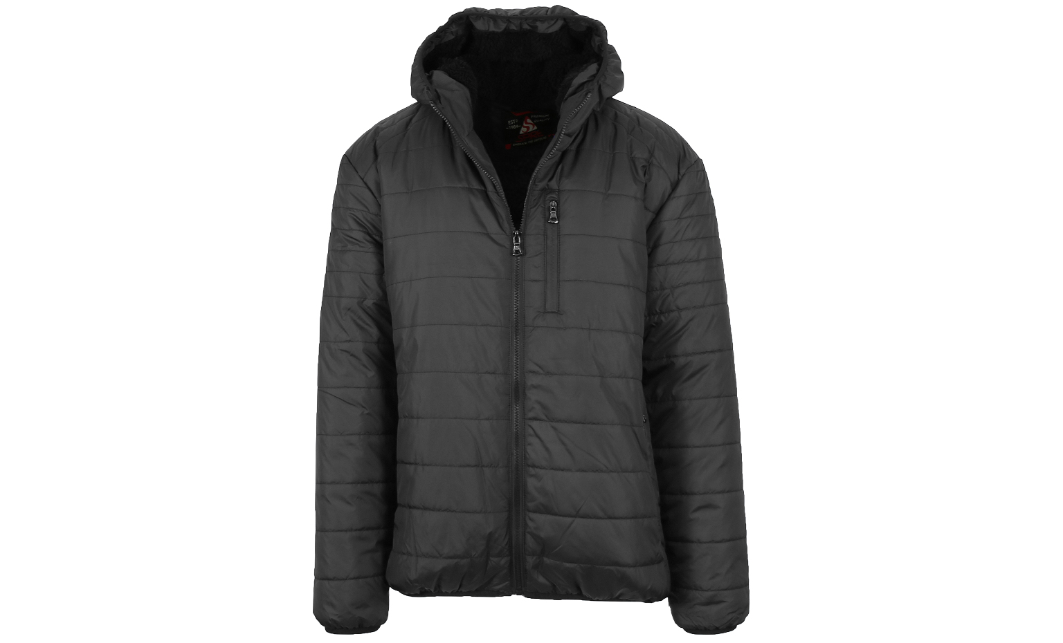 Wholesale Men's Sherpa Lined Puffer Jackets - S-2X, Black - DollarDays