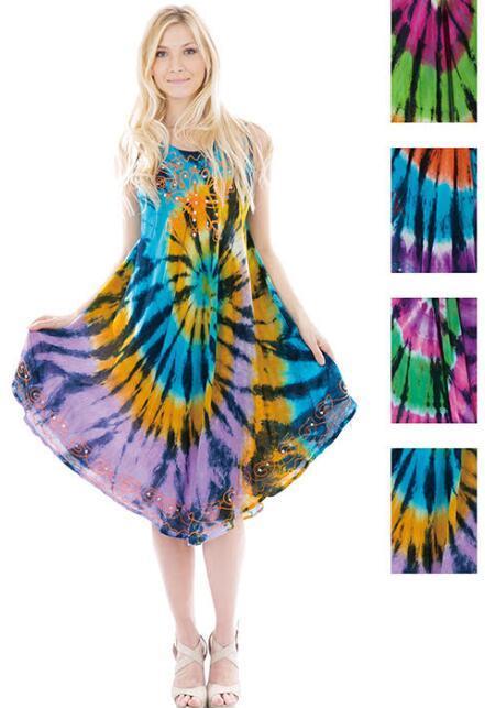 Wholesale Indian Tie Dye Dress with Sequins and Embroidery (SKU 1944917 ...