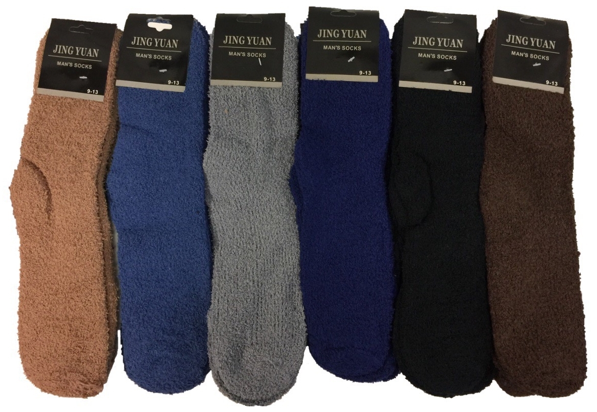 Wholesale Men's Fuzzy Socks - Solid Colors, Size 9-13 | DollarDays