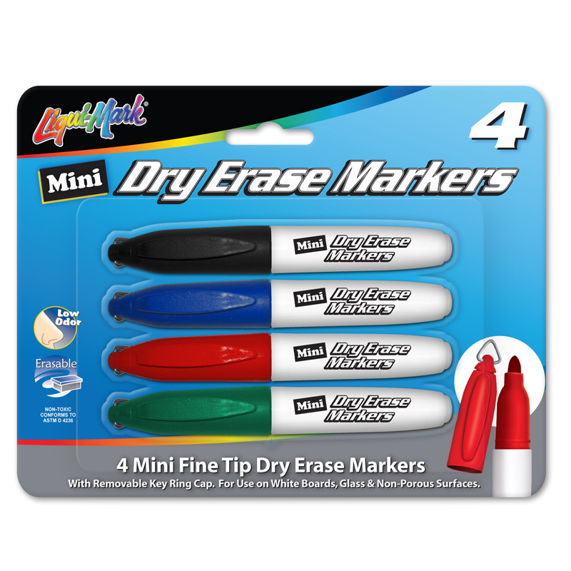 Wholesale 4pk Mini Dry Erase Markers w/ Keychain Clip | DollarDays