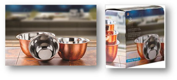 Wholesale 3 Piece Stainless Steel and Copper Mixing Bowls(12x$23.72)