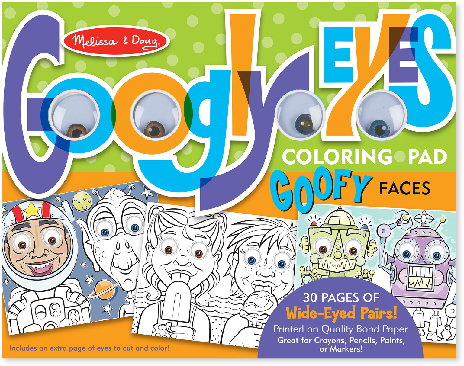 Melissa & Doug Wacky Faces - Googly Eyes Coloring Pad(20x$3.97)