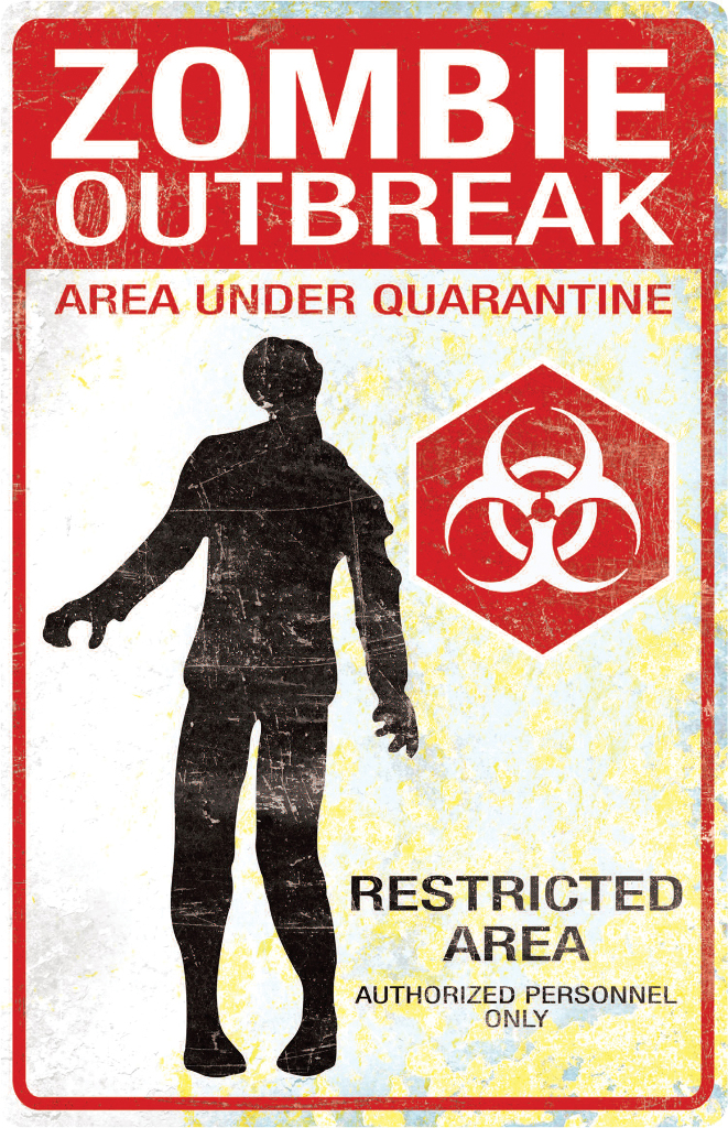 Wholesale Halloween Prop: Metal Sign Zombie Outbreak(4x$7.31)
