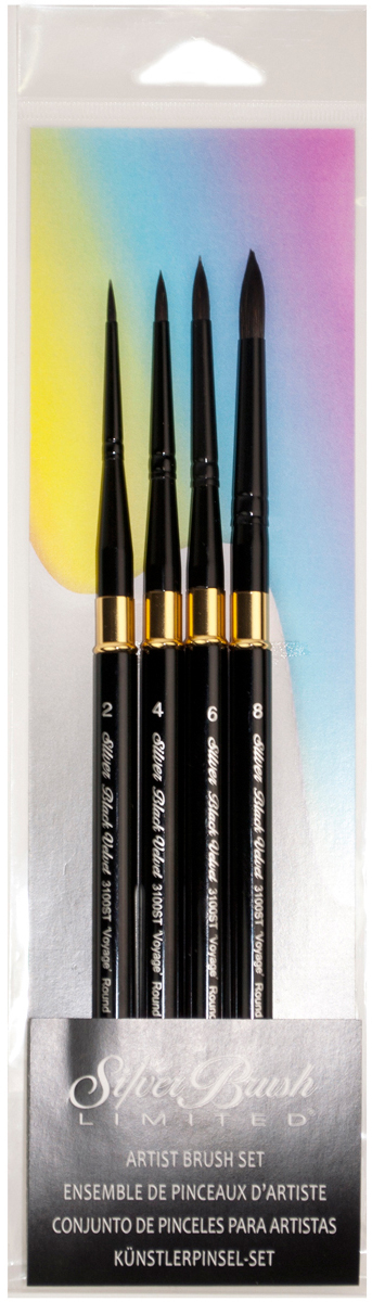 Silver Brush Synthetic Brushes, Assorted, 4/Pack (SLVWC3124ST) | Quill