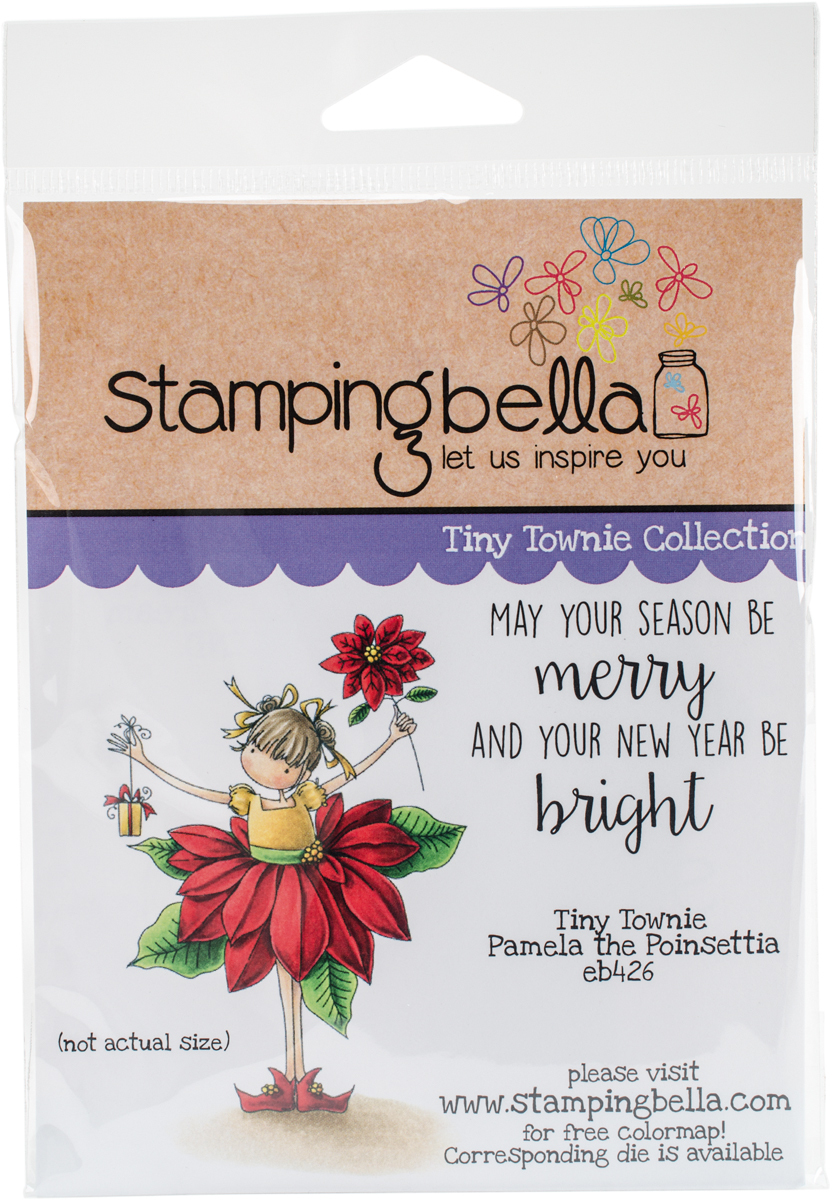 Stamping Bella Cling Stamp 6.5"X4.5"-Tiny Townie Pamela the Poinsettia