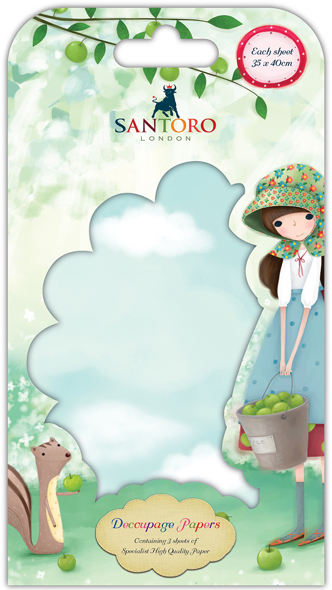 Santoro Kori Kumi Decoupage Paper 3 / Sheets-An Apple a Day(4x$4.18)