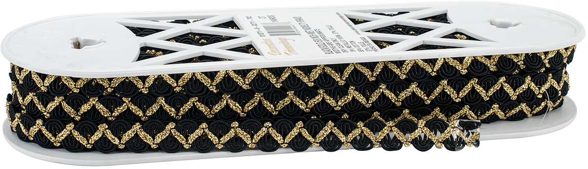 Metallic Novelty Braid Trim 5 / 8"X27yd-Black / Gold